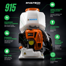 Load image into Gallery viewer, Invatech Italia 915 - Mosquito Fogger, Backpack Mist Blower 63.3cc Engine 4 Gallon/16L
