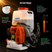 Load image into Gallery viewer, Invatech Italia 915 - Mosquito Fogger, Backpack Mist Blower 63.3cc Engine 4 Gallon/16L
